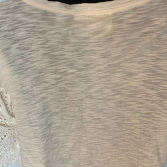 The Impeccable Pig Cream Cropped Lace Arm Accent Top - Picture 7 of 7